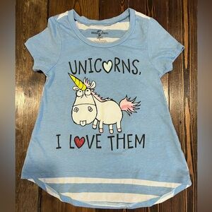 DESPICABLE ME • Unicorn tshirt Agnes Gru song Papoy universal studio blue stripe
